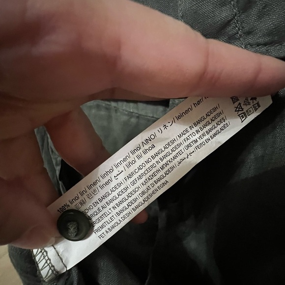 ZARA 100% Linen Button Down Military Green Shirt Sz S - Picture 5 of 5